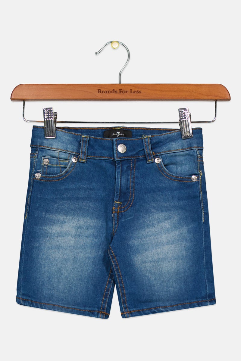 Kids Girl Washed Denim Shorts, Blue