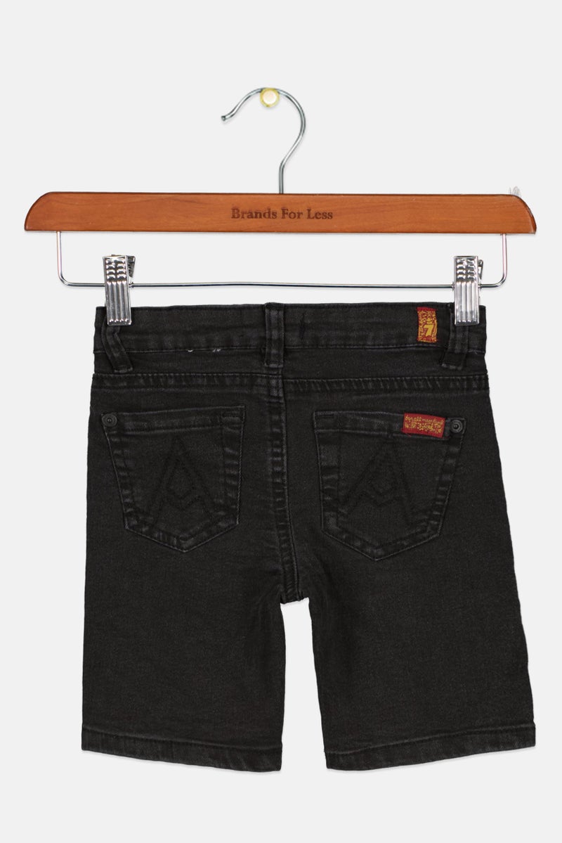 Kids Girl Solid Denim Shorts, Black