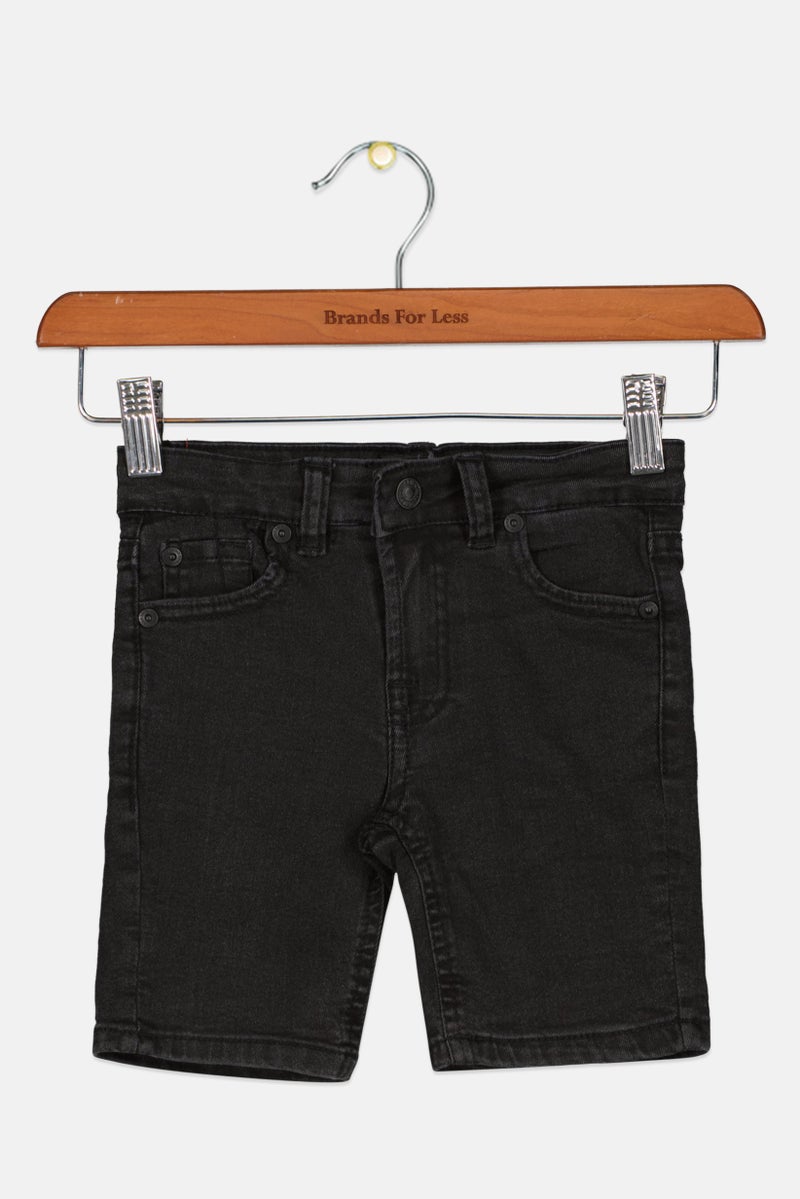 Kids Girl Solid Denim Shorts, Black