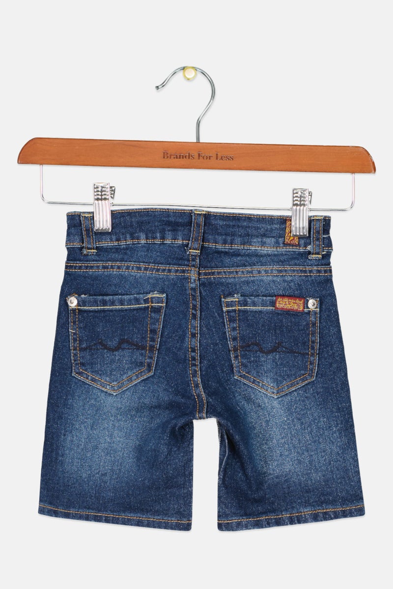 Kids Girl Solid Denim Shorts, Blue