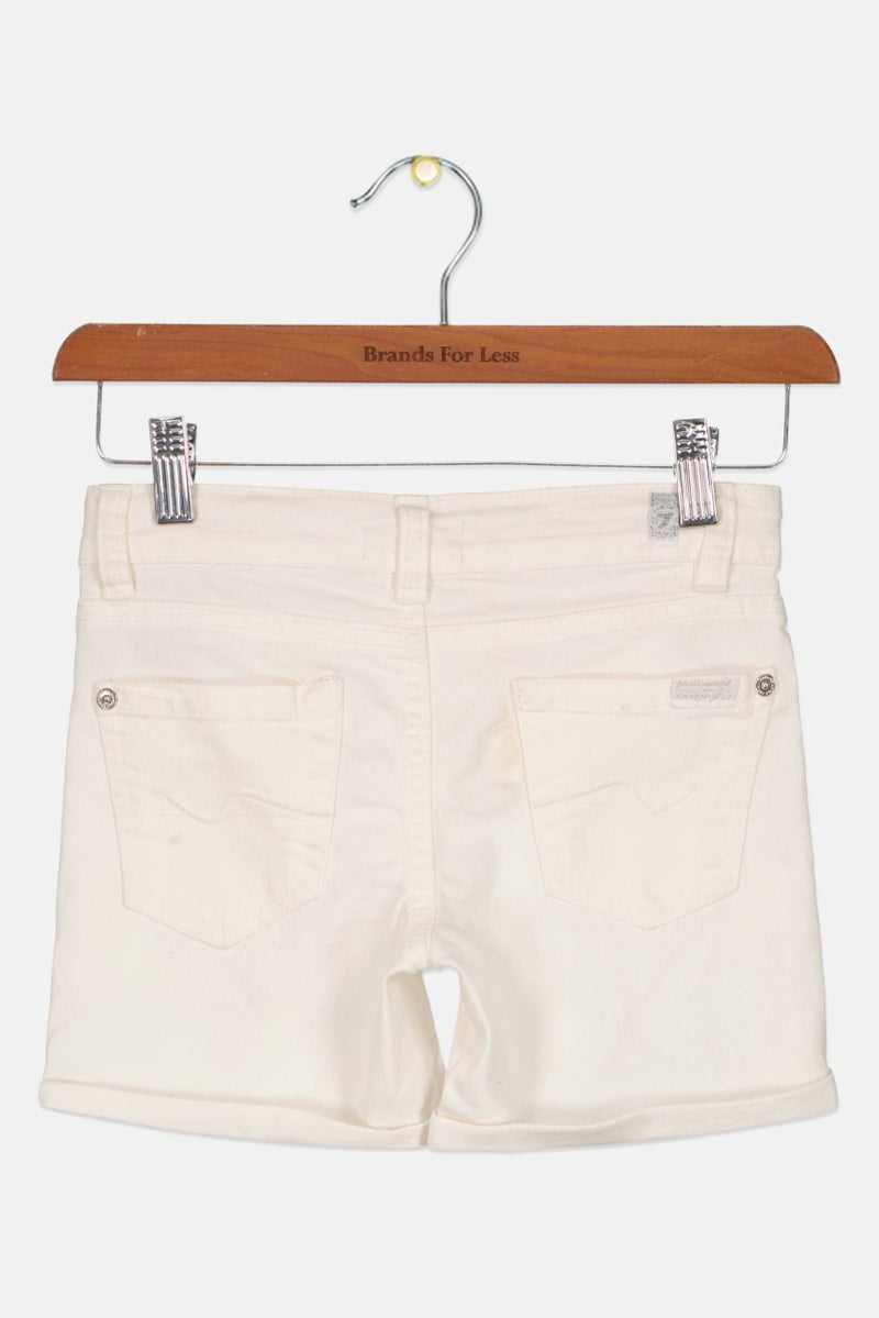 Kids Girl Solid Denim Shorts, White