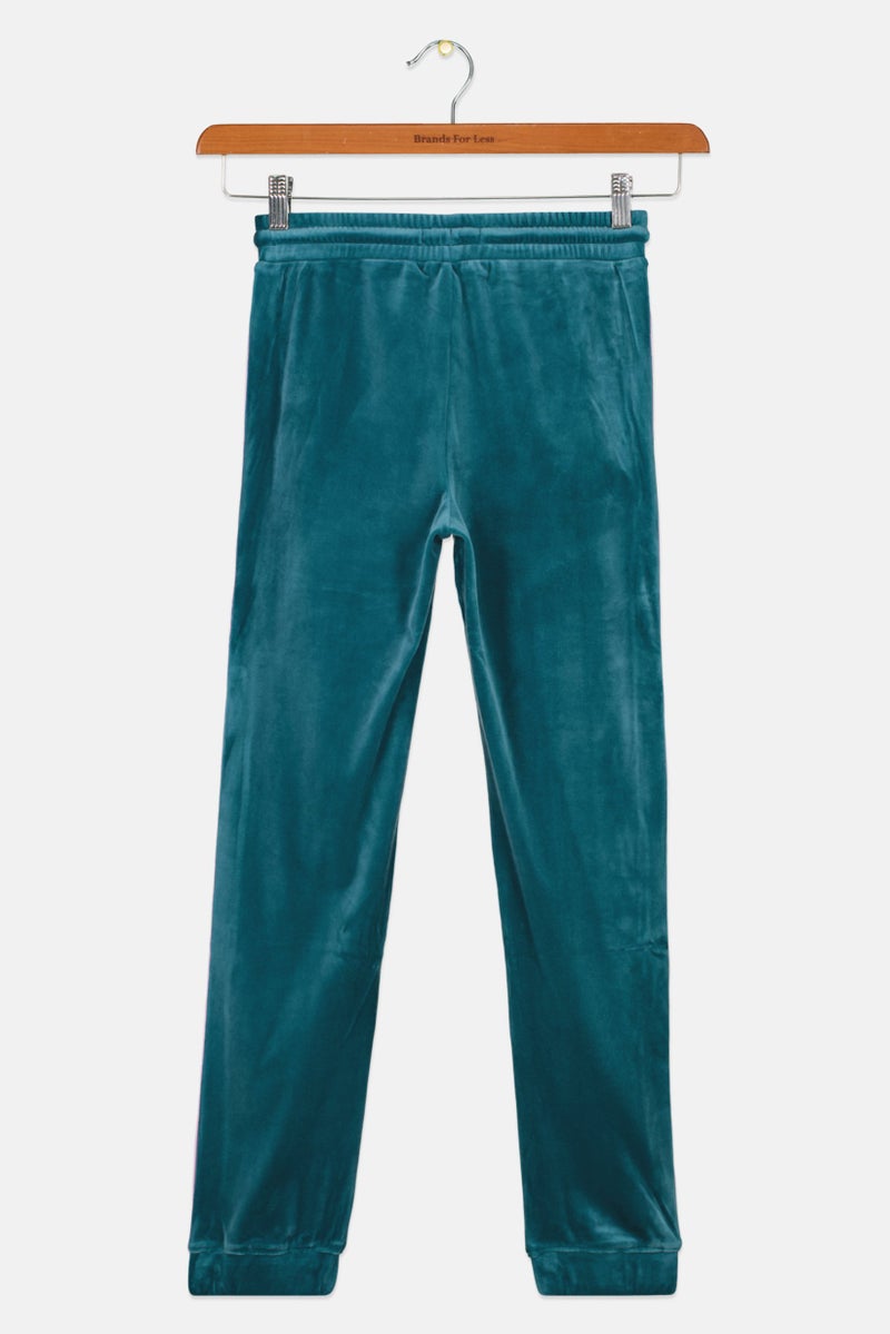 Kids Girl Velvet Jogger Pants, Green