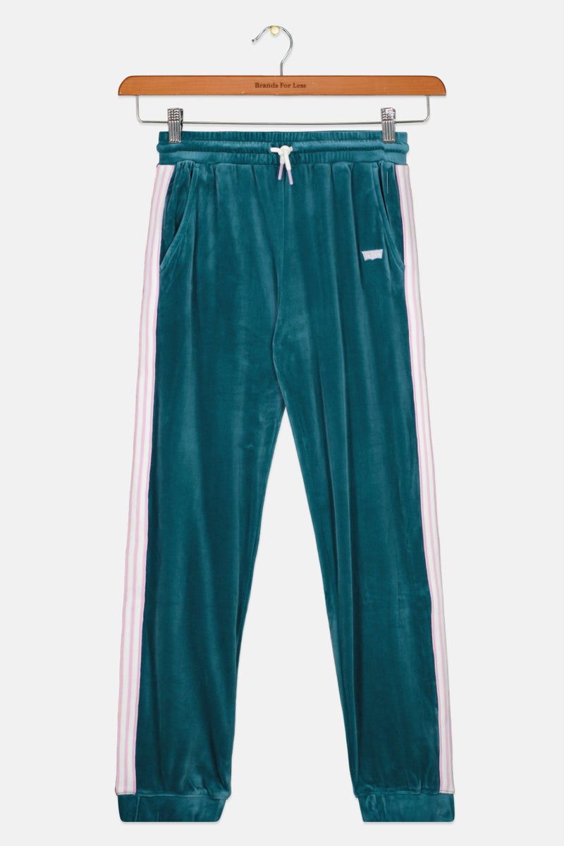 Kids Girl Velvet Jogger Pants, Green