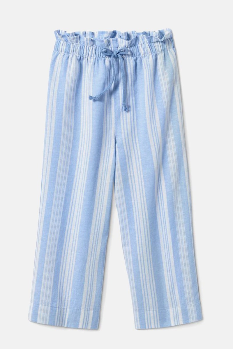 Kids Girl Pull On Stripe Pants, Blue and White