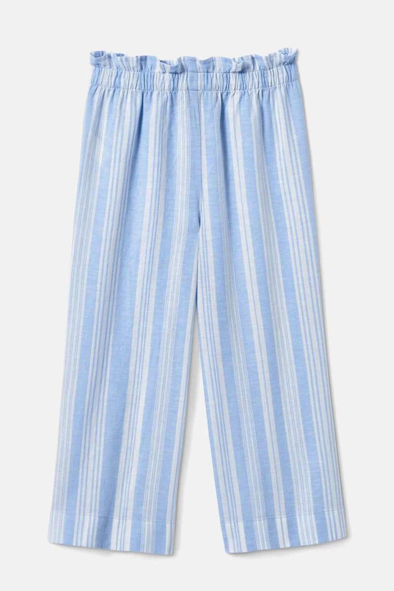 Kids Girl Pull On Stripe Pants, Blue and White