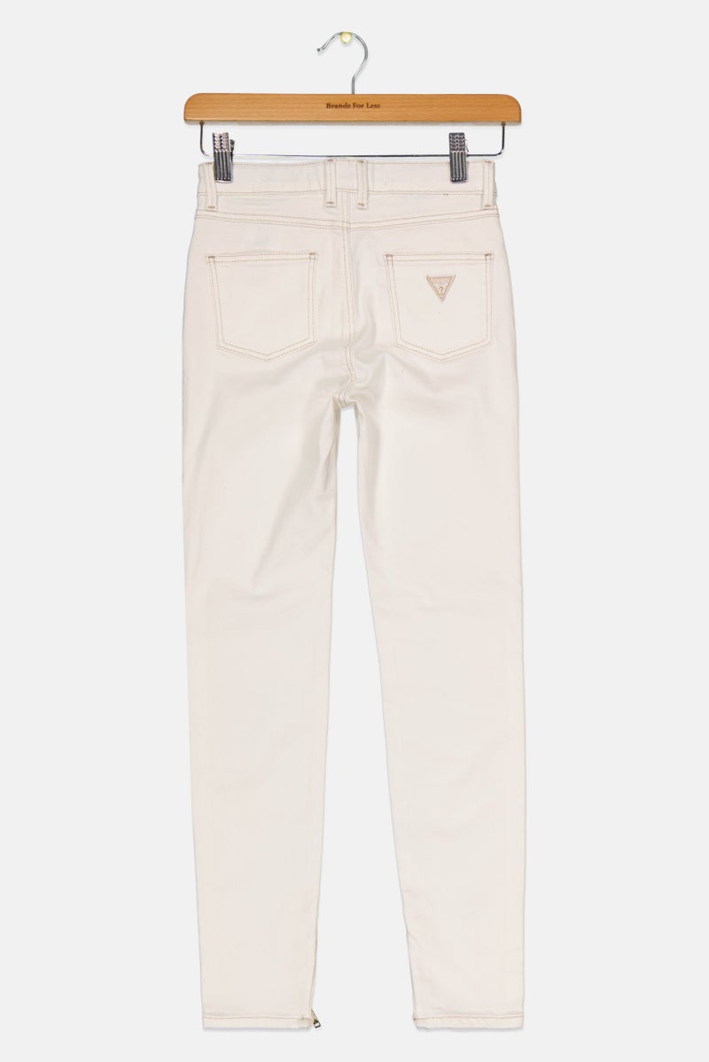 Kids Girl Solid Stretchable Jeans, Ivory