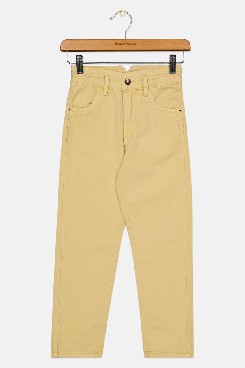 Kids Girl Solid Jeans, Yellow