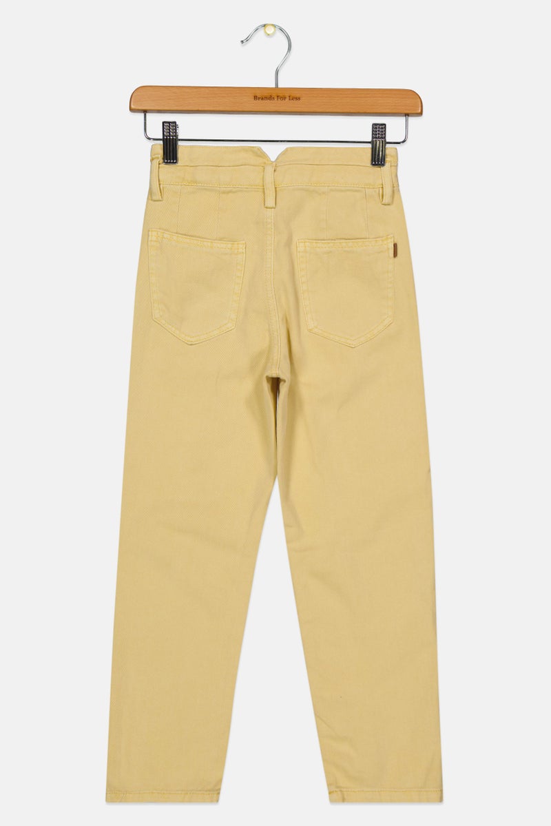 Kids Girl Solid Jeans, Yellow