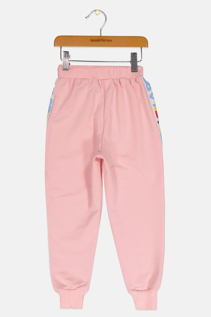 Toddlers Girl Drawstring Brand Logo Jogger Pant, Pink