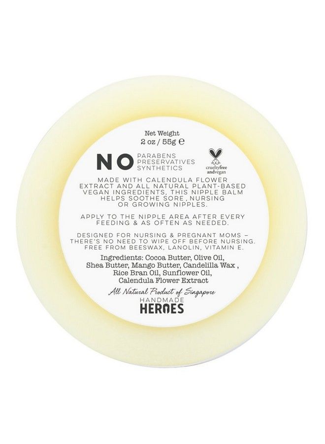 100% Natural & Vegan Nipple Balm By Handmade Heroes With Calendula Extract Nipple Cream For Cracked Nipples And Growing Breast Feeding Nipples 2Oz