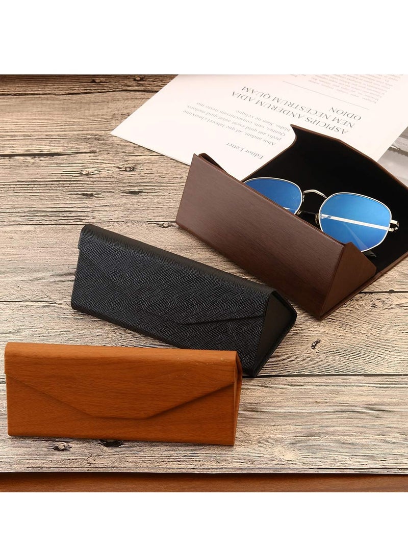 Portable PU Folding Hard Shell Glasses Cases, 3PCS Eyeglasses and Sunglasses Protector for Students, Travelers and Office Workers, Fall Resistant Design