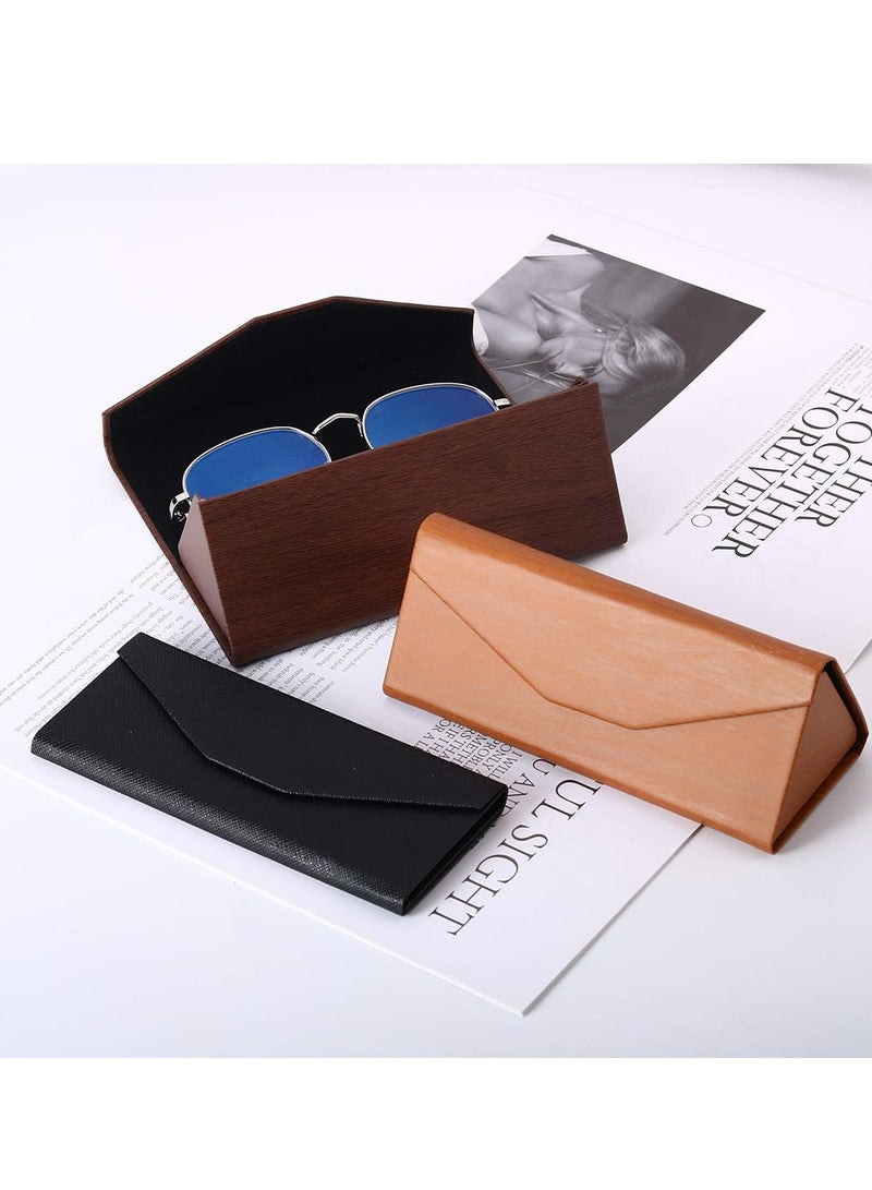 Portable PU Folding Hard Shell Glasses Cases, 3PCS Eyeglasses and Sunglasses Protector for Students, Travelers and Office Workers, Fall Resistant Design