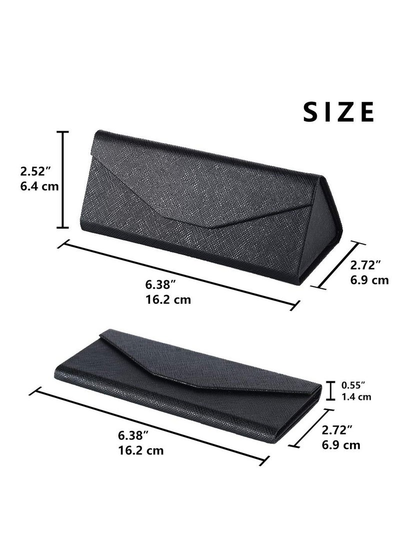 Portable PU Folding Hard Shell Glasses Cases, 3PCS Eyeglasses and Sunglasses Protector for Students, Travelers and Office Workers, Fall Resistant Design