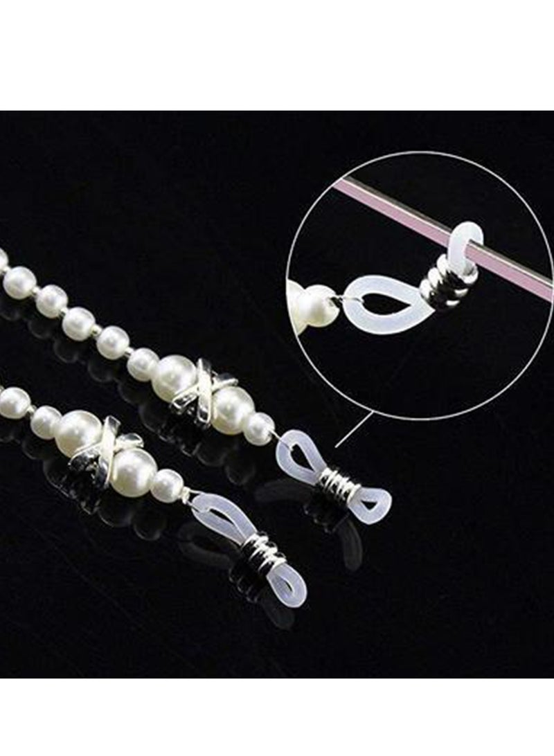 Elegant Pearl Eyeglass Chain, 2PCS Anti-Lost Sunglasses Lanyard for Women and Girls, Stylish Hook and Loop Closure, Perfect for Reading Glasses and Myopic Eyewear