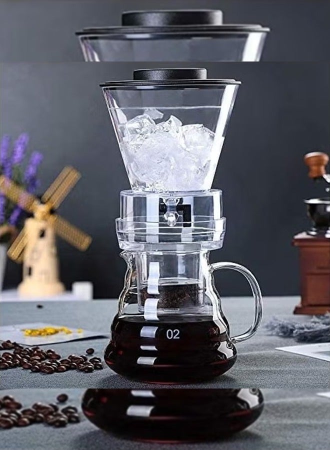 Cold Brew Coffee Maker Adjustable Dripper With Glass Caraffe Multicolour