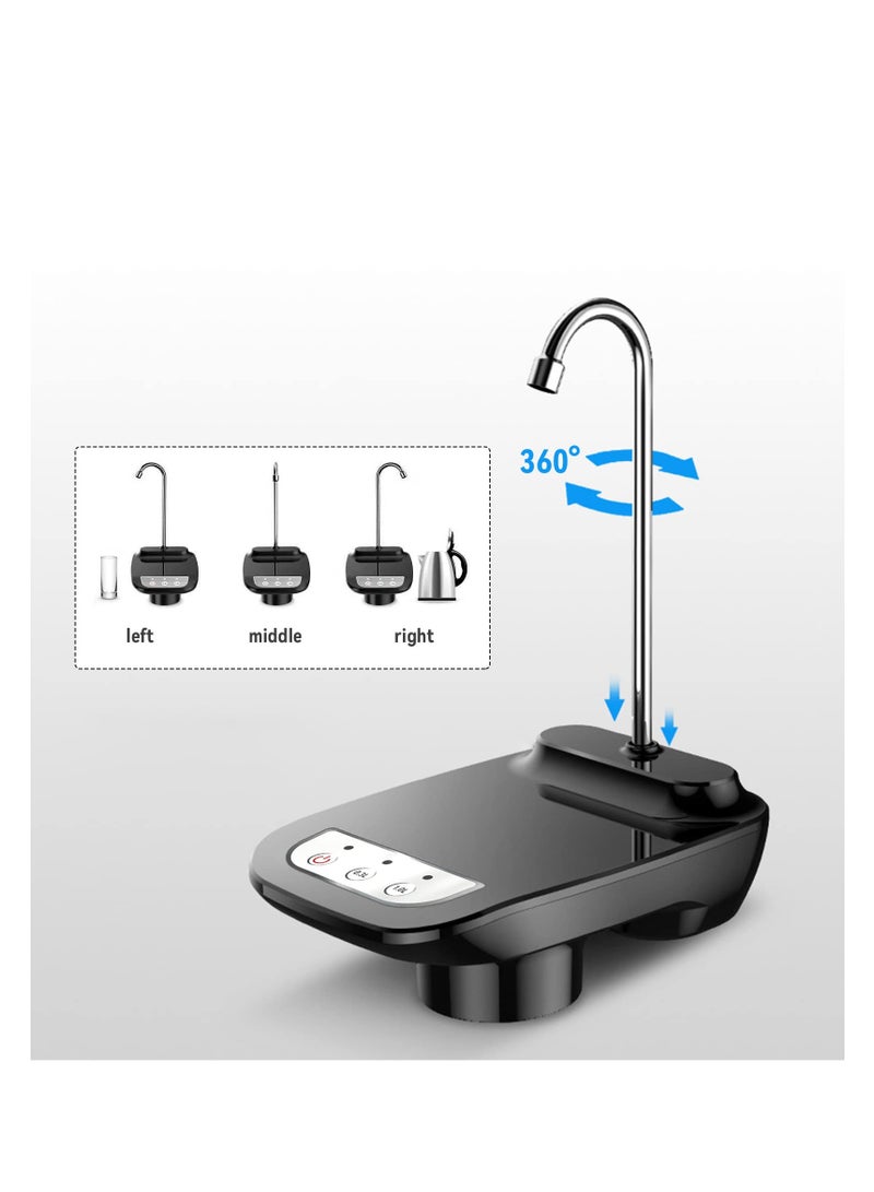 Automatic Water Dispenser for 5 Gallon Bottle, USB Rechargeable Water Pump with Pad, Portable Electric Drinking Water Pump, Universal Automatic Drinking Water Pump for Home, Kitchen, Office, Black