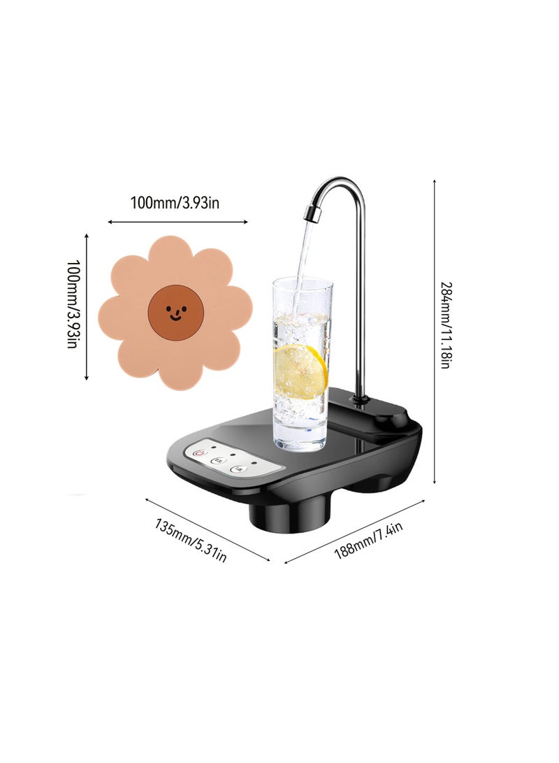 Automatic Water Dispenser for 5 Gallon Bottle, USB Rechargeable Water Pump with Pad, Portable Electric Drinking Water Pump, Universal Automatic Drinking Water Pump for Home, Kitchen, Office, Black