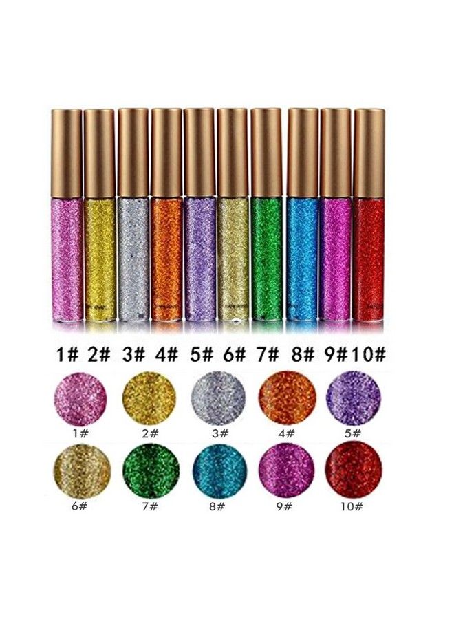 10 Colors Liquid Glitter Eyeliner Metallic Shimmer Glitter Eyeshadow Pigment Eyebrown Shimmer Waterproof Face Lips Art For Party Festival Makeup