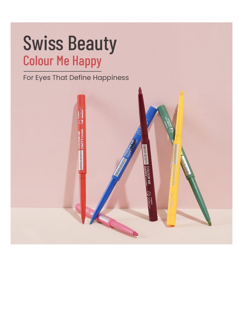 Swiss Beauty Colour Me Happy Eyeliner Waterproof and Smudge Proof  Long Lasting  12 shades Shade Blue Indigo 0.4g