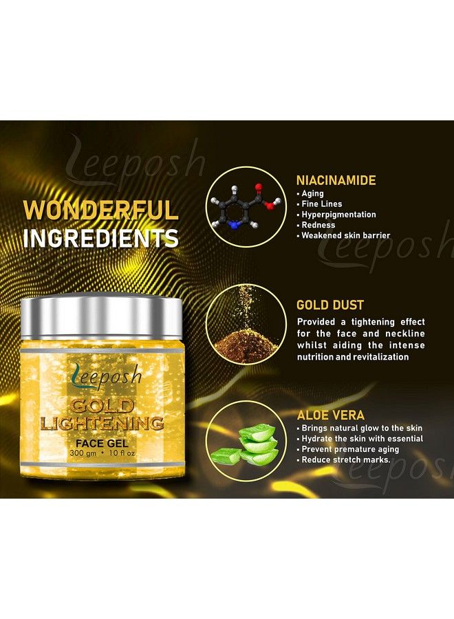 24K Gold Gel Niacinamide Gel & Aloe Vera Face & Body Remove Instant Tan & Lighten Skin Instantly 300 Gm