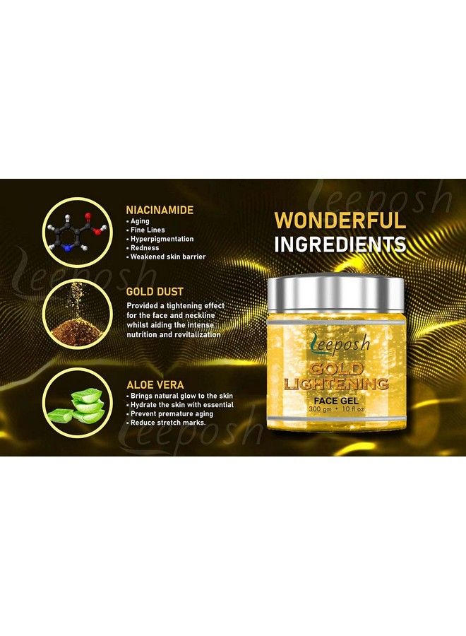 24K Gold Gel Niacinamide Gel & Aloe Vera Face & Body Remove Instant Tan & Lighten Skin Instantly 300 Gm