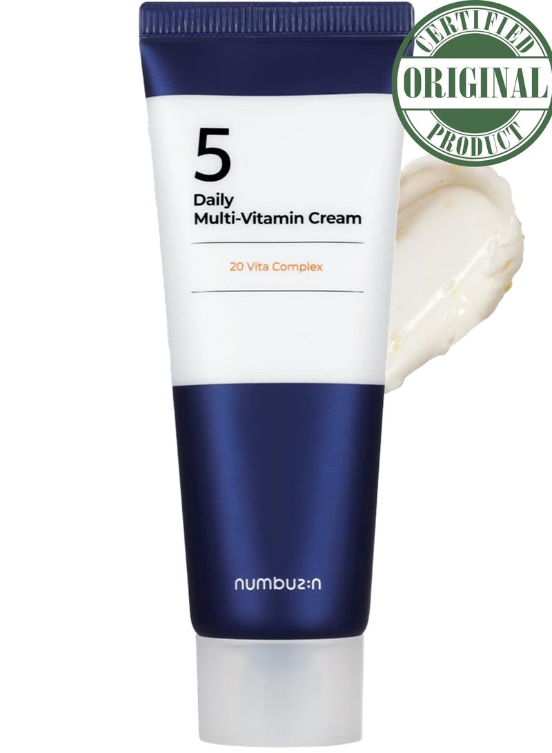 Numbuzin No.5 Daily Multi-Vitamin Cream Enriched with Vitamin C, Panthenol, and Niacinamide for Radiant, Hydrated Skin with a Non-Sticky Finish | Korean Skincare, 60ml