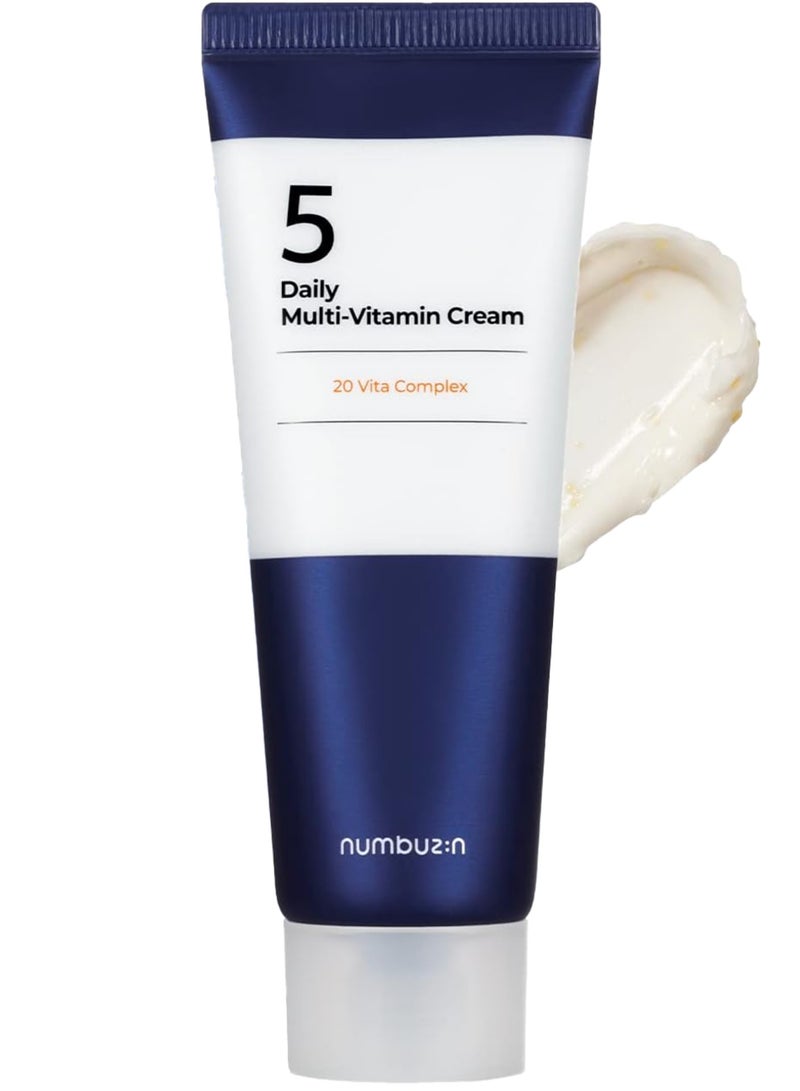 Numbuzin No.5 Daily Multi-Vitamin Cream Enriched with Vitamin C, Panthenol, and Niacinamide for Radiant, Hydrated Skin with a Non-Sticky Finish | Korean Skincare, 60ml