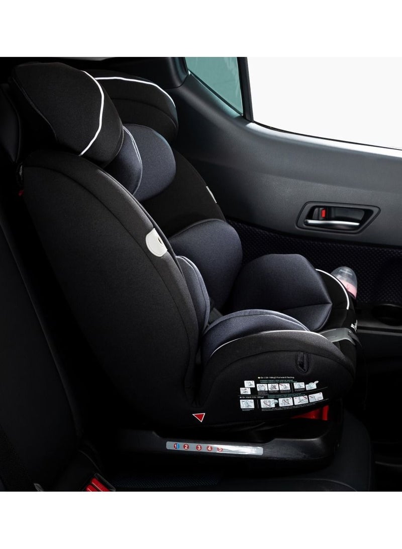Evolve 360 Car Seat (0 - 12Yrs) With Sunveno Fashion Diaper Bag - Grey