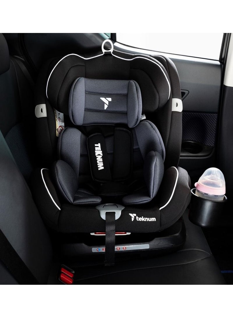 Evolve 360 Car Seat (0 - 12Yrs) With Sunveno Fashion Diaper Bag - Grey