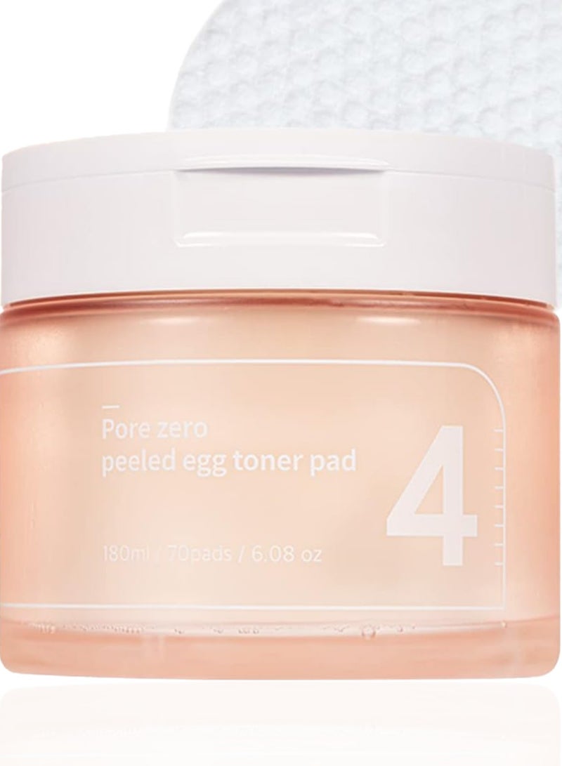 Numbuzin No. 4 Pore Zero Peeled Egg Toner Pads - 70 Purifying Compresses for Pore Refinement and Clear Skin