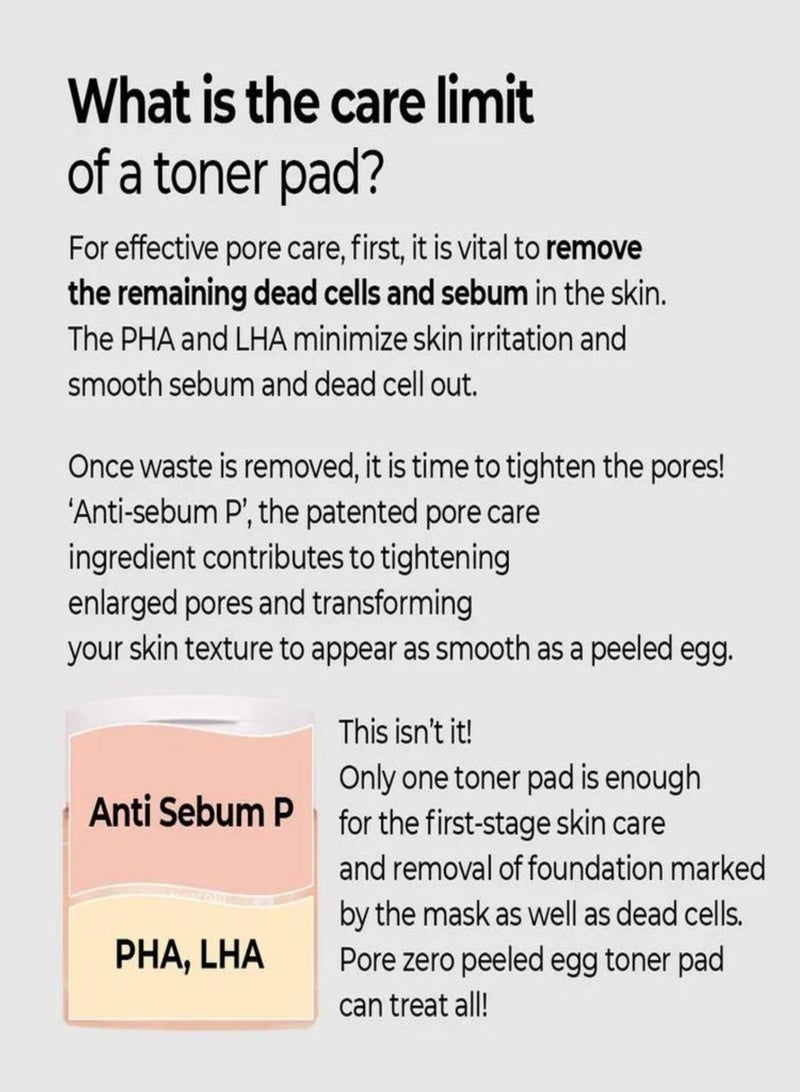 Numbuzin No. 4 Pore Zero Peeled Egg Toner Pads - 70 Purifying Compresses for Pore Refinement and Clear Skin