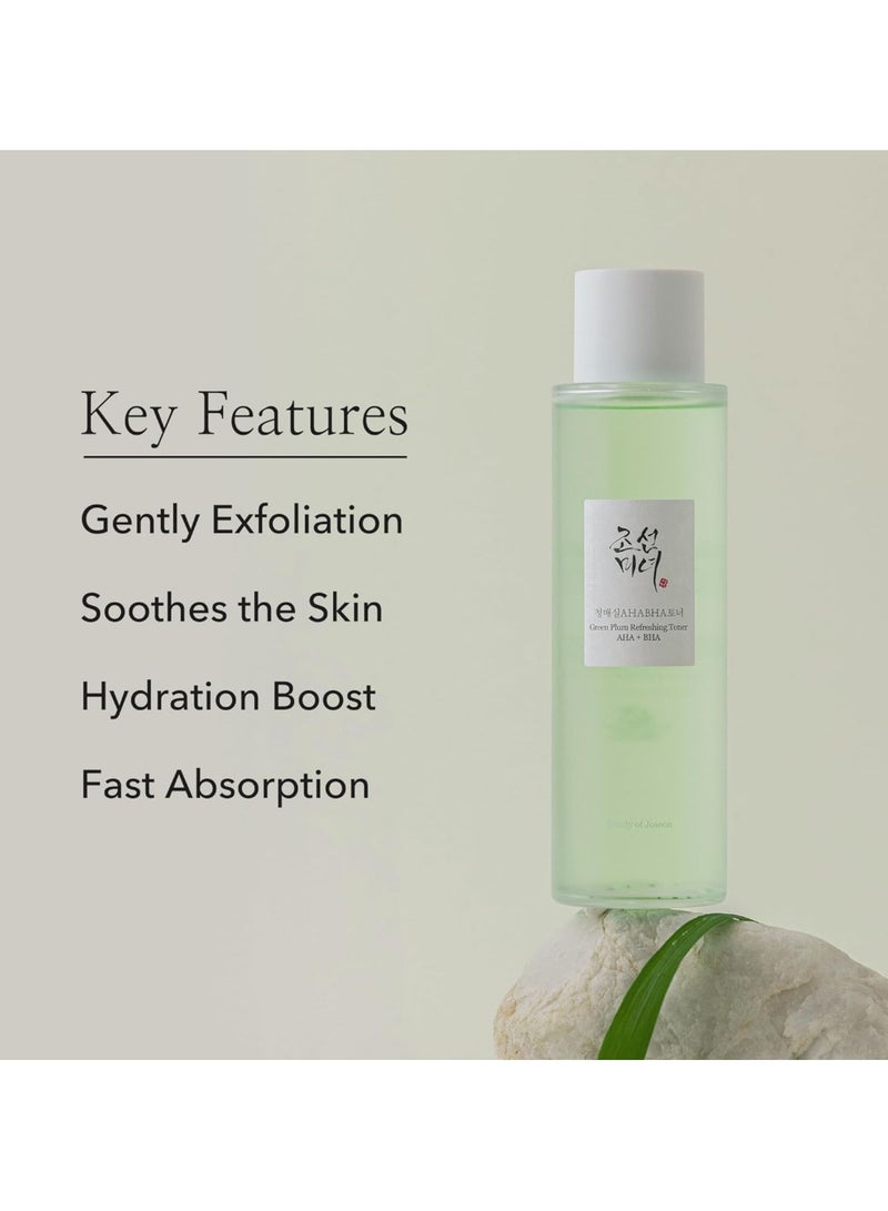 Green Plum Refreshing Toner with AHA and BHA - Exfoliating and Hydrating Face Toner - 150ml (5 fl. oz.) - Gently Removes Dead Skin Cells, Unclogs Pores, and Balances Skin for a Clear, Radiant Complexion 150ml