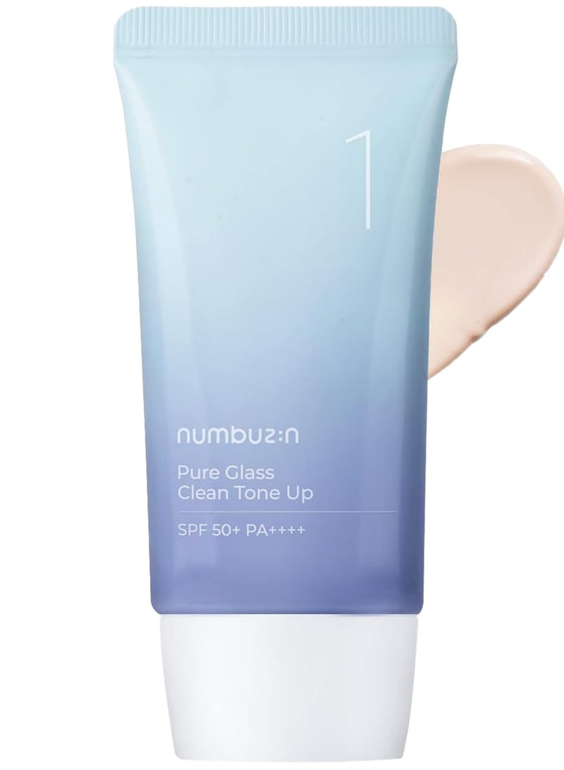 Numbuzin No.1 Pure Glass Clean Tone Up - Hyaluronic Acid Infused for Hydration, Glossy Finish with Light Beige Tint for a Luminous Glow |, 50ml