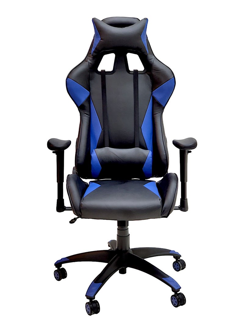 SBF High Back Faux Leather Gaming Chair with 2D Armrests - Reclining Office Chair with Adjustable Height, Headrest, Lumbar Support, Ergonomic Swivel Computer Chair, Blue Black