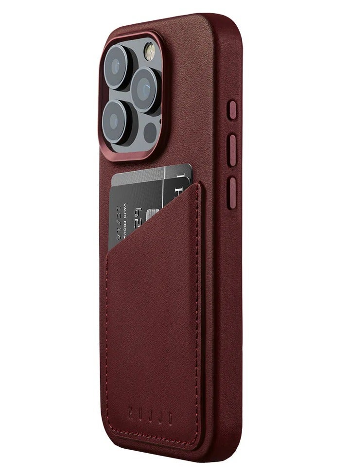 Mujjo Leather Case for iPhone 15 Pro - Leather Case, MagSafe Compatible, Premium European Leather, Slim & Stylish Profile, Enhanced Phone & Camera Lens Protection, Recycled Materials (Burgundy)