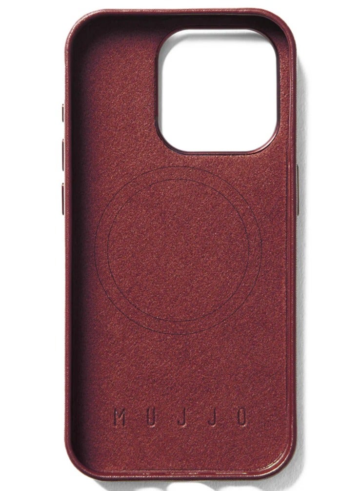 Mujjo Leather Case for iPhone 15 Pro - Leather Case, MagSafe Compatible, Premium European Leather, Slim & Stylish Profile, Enhanced Phone & Camera Lens Protection, Recycled Materials (Burgundy)