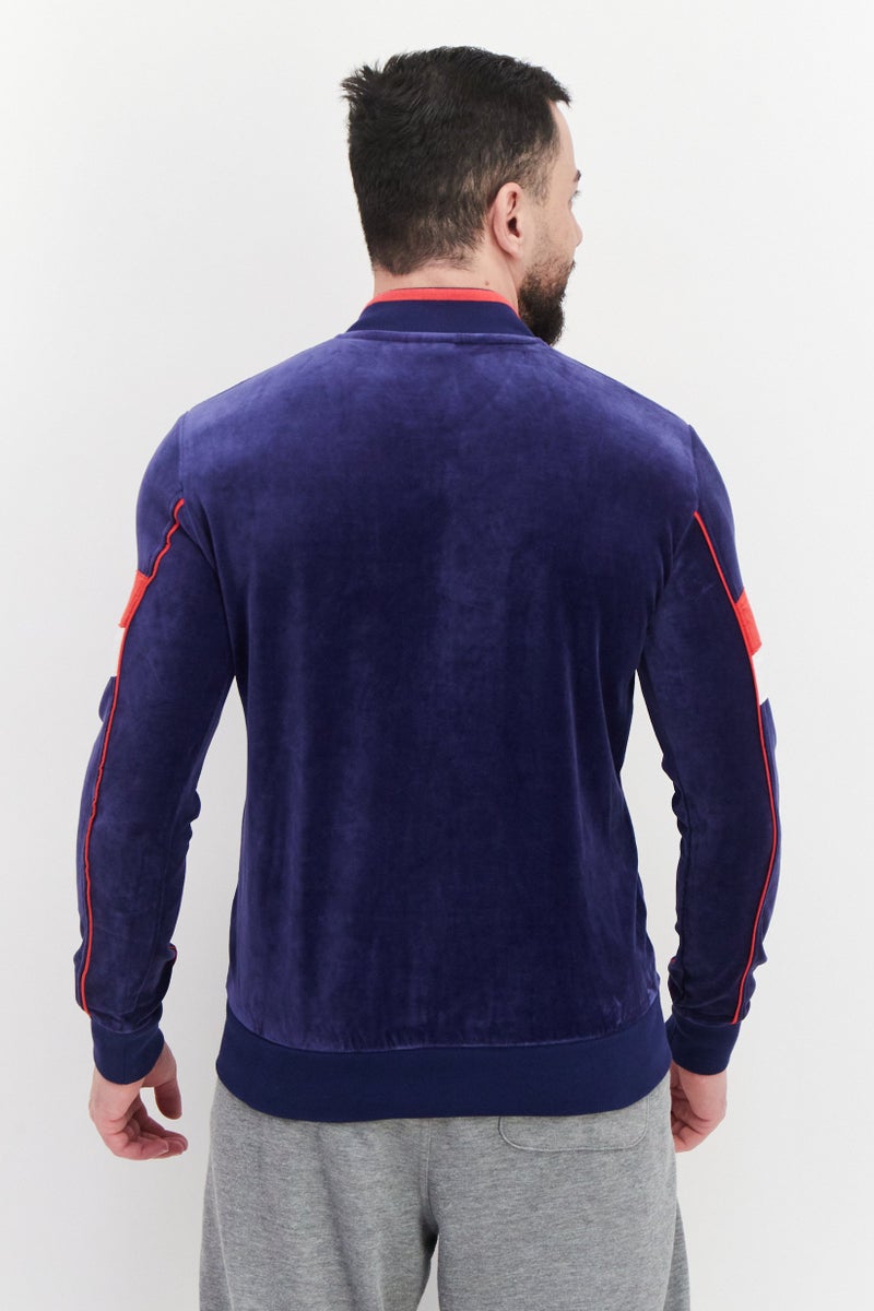 Men Sportswear Fit Mock Neck Long Sleeve Training Jackets, Blue