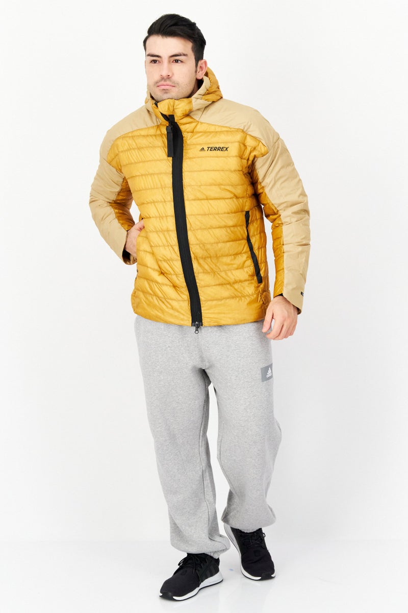Men Sportswear Fit Outdoor Puffer Jacket, Mustard
