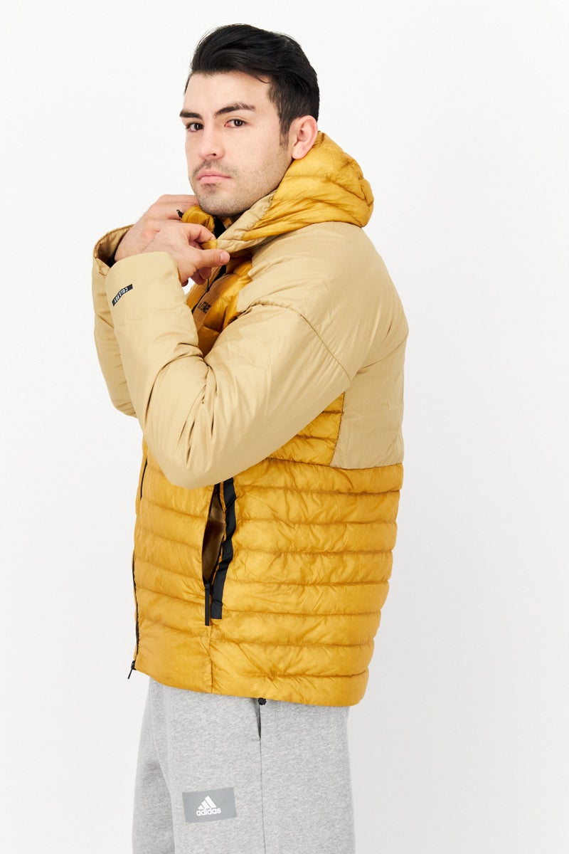 Men Sportswear Fit Outdoor Puffer Jacket, Mustard