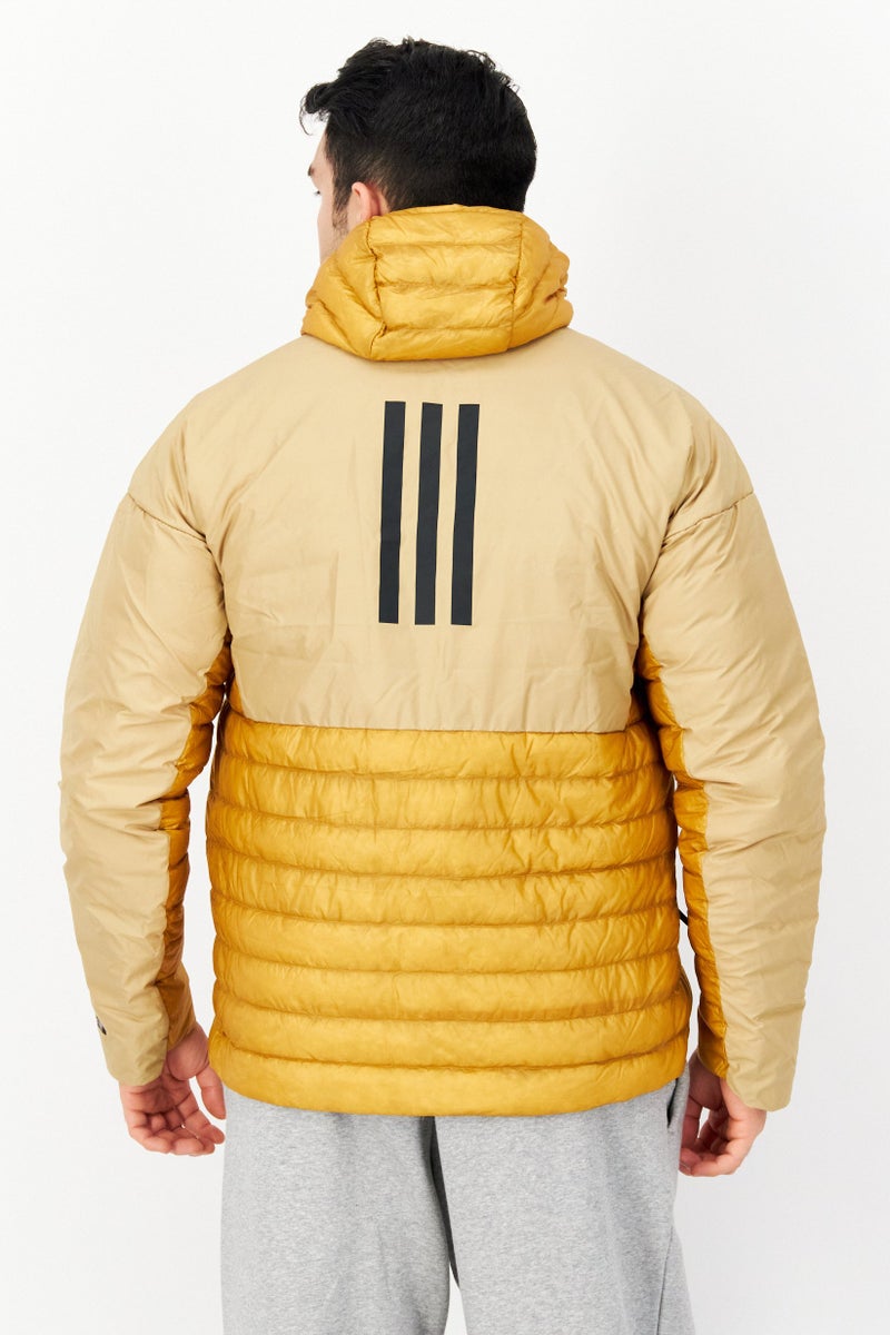 Men Sportswear Fit Outdoor Puffer Jacket, Mustard