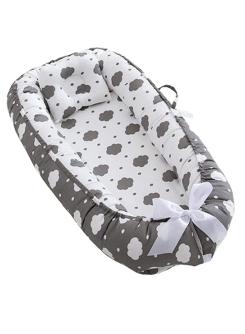 Baby Nest, 90x50cm  Pod for Newborn, Soft Sleeping Cribs Cuddle Pads with Pillow