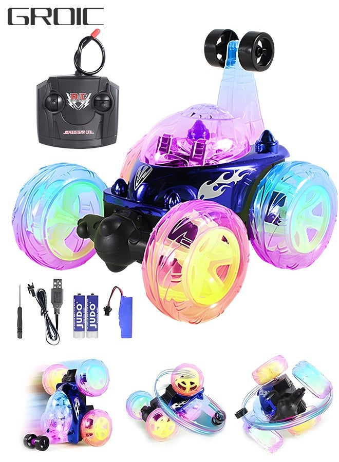 Remote Control Car, Stunt RC Car Invincible 360°Rolling Twister with Colorful Lights & Music Switch, Rechargeable Remote Control Car for Boys and Girls