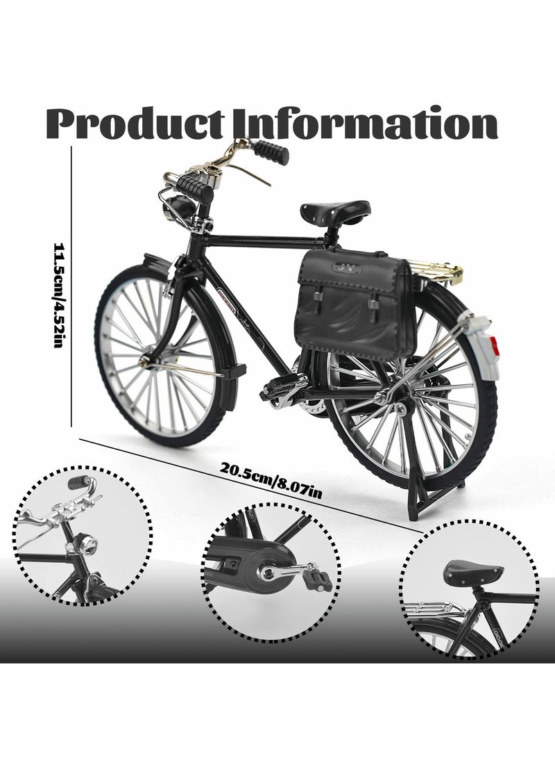 Mini DIY Retro Bicycle Model Kit for Kids, 1:10 Scale Ornament with Inflator and Briefcase, Perfect Home and Office Decor