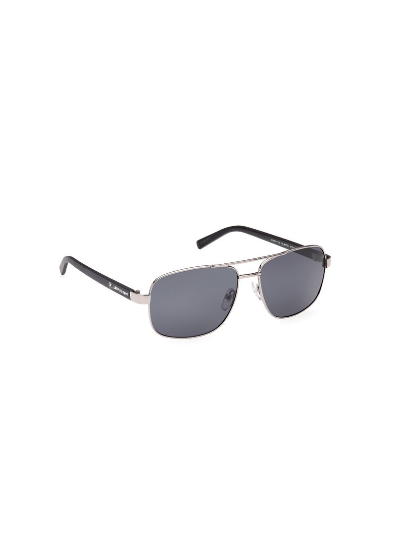 Men's Polarized Rectangular Shape Metal Sunglasses BS003915D57 - Lens Size: 57 Mm - Matte Light Ruthenium