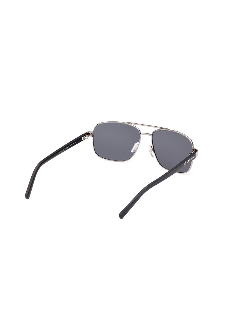 Men's Polarized Rectangular Shape Metal Sunglasses BS003915D57 - Lens Size: 57 Mm - Matte Light Ruthenium