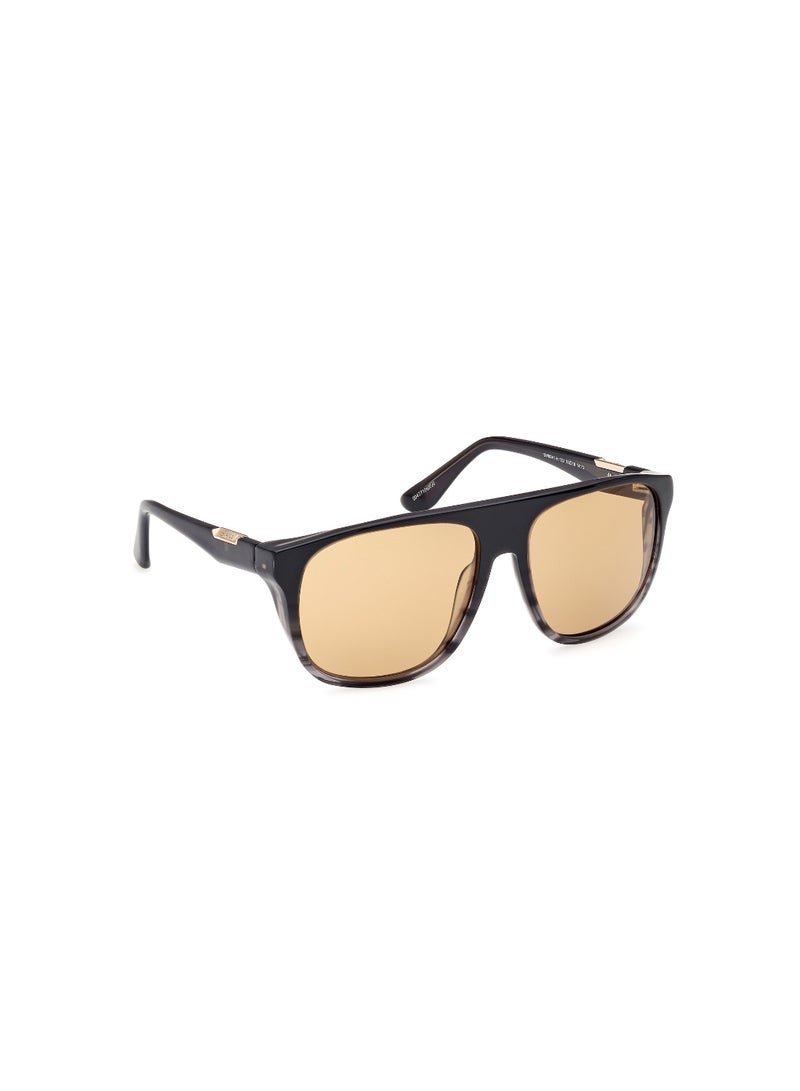 Men's UV Protection Pilot Shape Acetate Sunglasses BW0041-H02J58 - Lens Size: 58 Mm - Matte Black