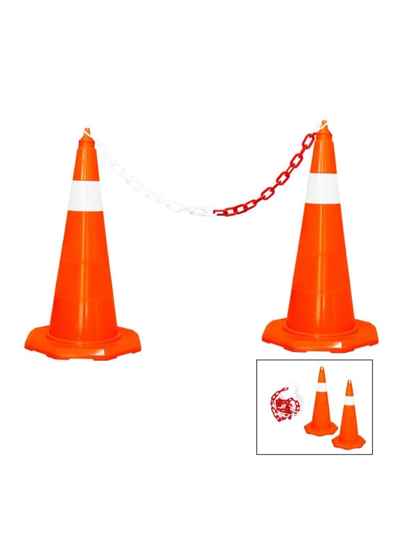 BERRY 5-Pcs Traffic Cone 70cm – Unbreakable Soft PVC Reflective Road Safety Cones for Enhanced Visibility