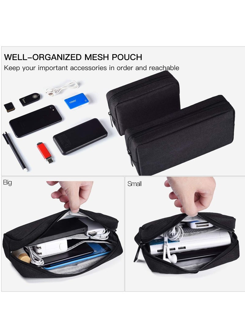 2-Pack Portable Electronics Accessories Organizer, Soft Storage Case for Chargers, USB Cables, Earphones, and Memory Cards