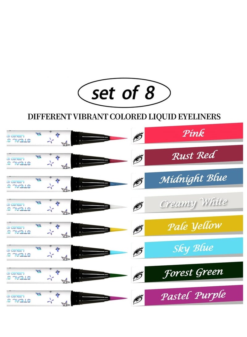 8-Color Waterproof Matte Liquid Eyeliner Set - Smudge-Proof Colored Pencil Makeup Gift for Women