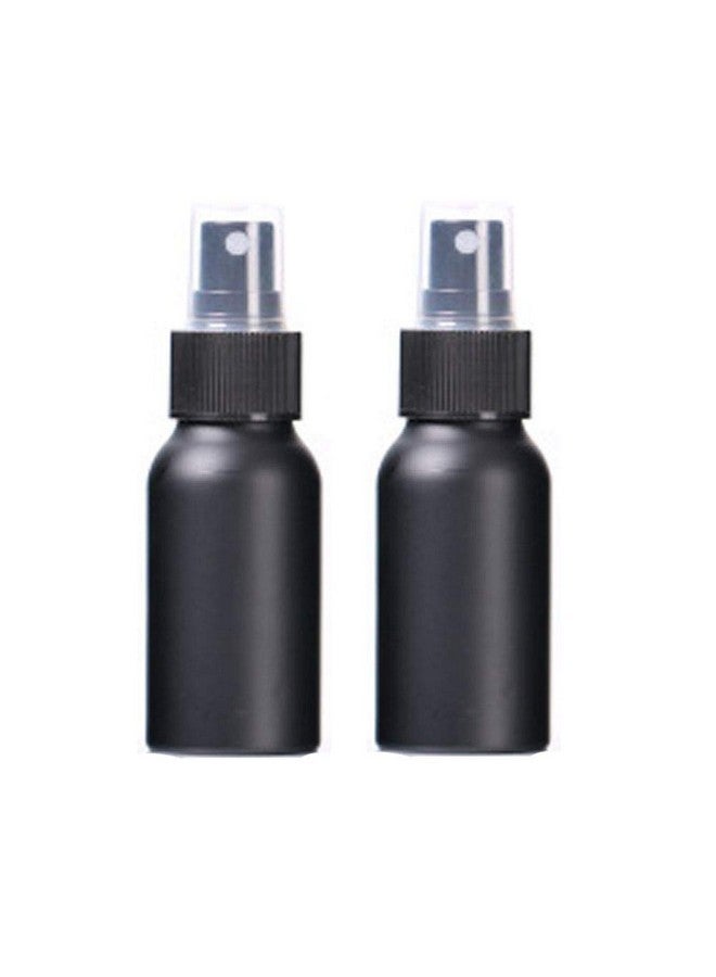 2Pcs 50Ml Black Aluminum Fine Mist Spray Bottle Portable Atomizers Empty Cosmetic Container Refillable Perfume Atomizer Bottles For Outdoor Home Cleaning Travel Skincare Liquid